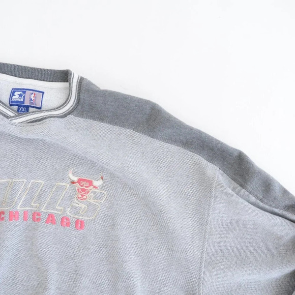 Vintage 80's Starter  NBA Chicago Bulls Grey Crew Neck Sweater XXL - Picture 8 of 13